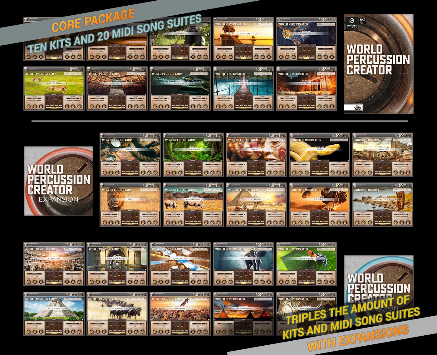 World Percussion Creator Core Kits & Expansions - Ethnic Drum and Percussion Sample Library for Kontakt Player by In Session Audio